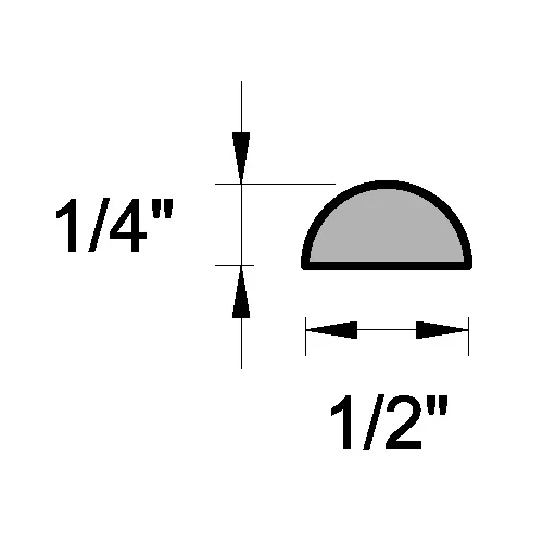 1/4X1/2 HALF ROUND - 8'