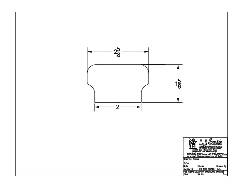 1-5/8 HAND RAIL FLAT BOT 8