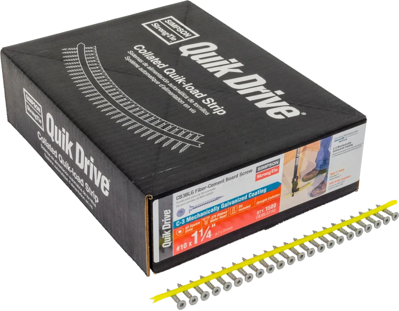 Simpson Strong-Tie CB3BLG114S CB3BLG Fiber-Cement Board Screw (Collated) — #10 x 1-1/4 in. #3 SQU (1500-Qty)